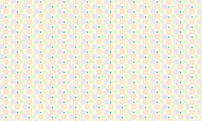 Colorful Geometric Seamless Pattern with Circles and Floral Abstract Repetition