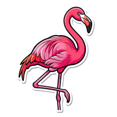 Fototapeta premium Flamingo in Standing: A beautiful flamingo poses gracefully in an artistic representation, its vibrant pink plumage on display, in a photorealistic environment.