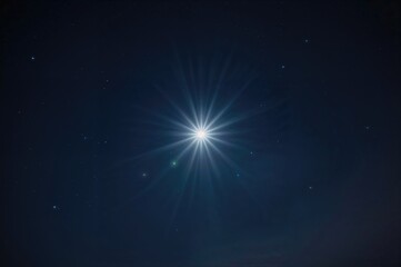 Fototapeta premium Jesus' Star. Nativity Christmas Star. Bright Star and Planet in a Deep Blue Night Sky.