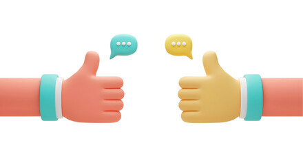 3d two thumb up