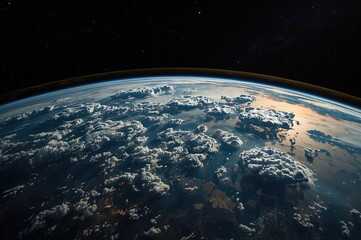 Obraz premium Breathtaking perspective of our planet highlighting atmospheric cloud patterns seen from orbit.