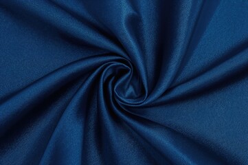 Blue silk textile for upholstery and drapery - Dark solid fabric for cushions and curtains