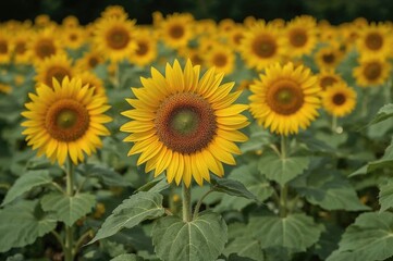 Fototapeta premium Garden of Sunflowers with Numerous Health Advantages