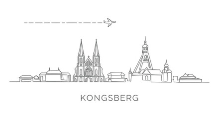 Fototapeta premium Kongsberg City Skyline Line Art
