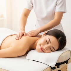 Fototapeta premium young woman receiving a back massage