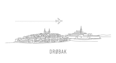 Fototapeta premium Drobak Norway Minimalist Skyline Outline