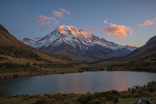 Twilight over the snow-covered Huaytapallana peak