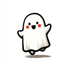 Obraz premium Cheerful cartoon ghost with rosy cheeks and a playful expression.