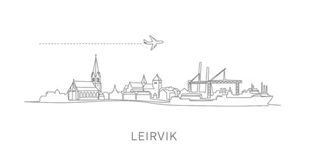 Obraz premium Minimalist Leirvik Skyline Illustration