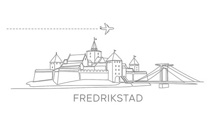 Fredrikstad, Norway Skyline Simple Line Drawing