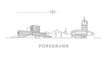 Fototapeta premium Porsgrunn, Norway Minimalist Skyline Illustration