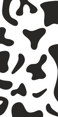Background texture of a white and black cow. Geometric abstract shapes. Milk product packaging. Modern cow skin pattern. Horizontal background
