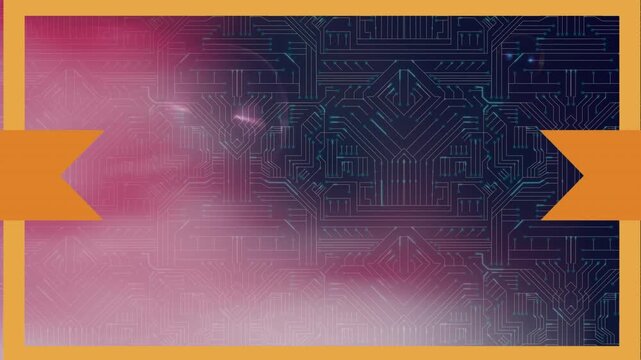 Animation of orange frame over moving integrated circuit