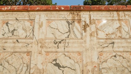 Close-up of intricate wall patterns on a historic monument