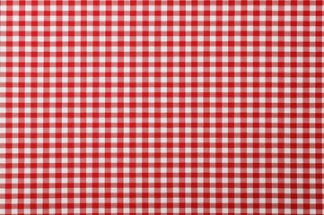 Detailed red and white checkered tablecloth texture background