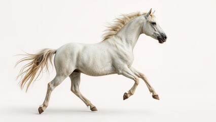 Single white horse standing alone