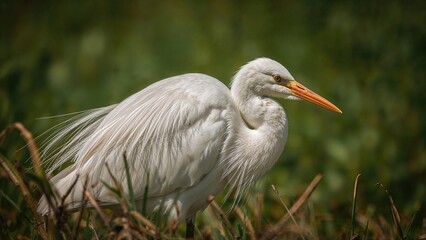 Majestic White Heron Perched Calmly