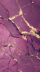 Abstract Purple and Gold Marble Texture Close Up Shot for Backgrounds and Design Elements with Natural Crack Patterns