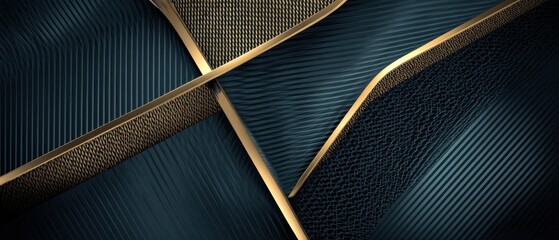 Abstract Dark Blue and Gold Luxury Background with Textures and Patterns Close Up Geometric Design