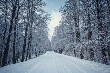 Wintery Forest Path Scenes