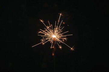 Straight line of sparkling light with glowing sparks