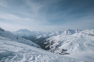 Naklejka premium Winter panorama of a mountain blanketed in snow