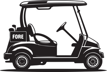Golf Cart silhouette vector, Golf car icon, Black golf vehicle illustration