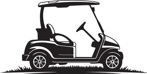 Golf Cart silhouette vector, Golf car icon, Black golf vehicle illustration