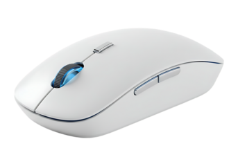 White wireless computer mouse isolated on transparent background