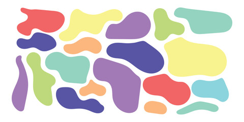 Colourful isolated modern vector icon set on white background. Smooth vector bubble icon set on white page. Abstract bubble smooth vector set.  Organic blob icon set. 