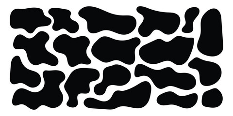 Black isolated modern vector icon set on white background. Smooth vector bubble icon set on white page. Abstract bubble smooth vector set.  Organic different element icon set. 