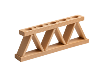 Wooden Test Tube Rack with Triangular Supports laboratory isolated on a transparent background