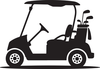 Golf Cart silhouette vector, Golf car icon, Black golf vehicle illustration