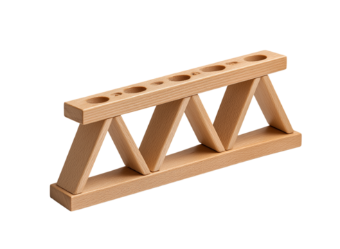 Wooden Test Tube Rack with Triangular Supports laboratory isolated on a transparent background