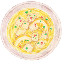 Marinated Feta, Illustration Appetizers Colored Pencil Drawing Style