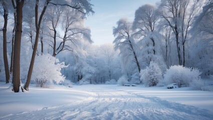 Obraz premium Enchanted woodland in the cold season