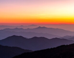 Obraz premium Panoramic mountain range at sunset