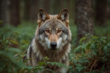 Obraz premium Wild wolf roaming in its natural habitat