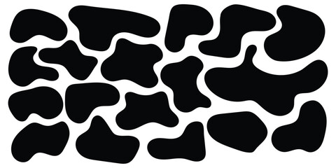 Black isolated modern vector icon set on white background. Smooth vector bubble icon set on white page. Abstract bubble smooth vector set.  Organic different element icon set. 