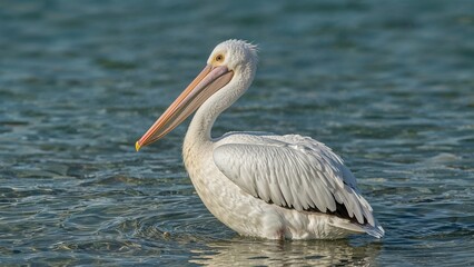White pelican displaying wide open beak
