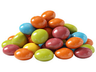 Assorted Colorful Candy Coated Candies on White Background isolated on a transparent background