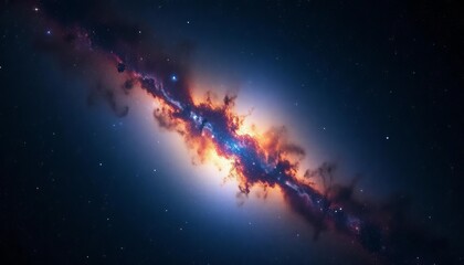 Fototapeta premium Distant galaxies and nebulae fill a dark, star-studded sky, comets, milky way