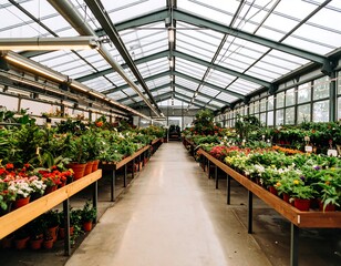 Greenhouse interior with plants