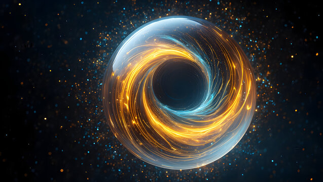 Abstract glowing ring with dynamic particles and swirling energy, a futuristic and visually captivating design element for modern backgrounds