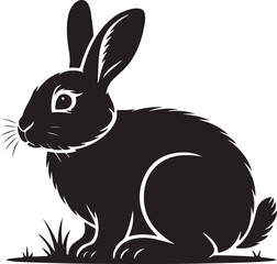 rabbit head peeking logo silhouette vector art illustration.