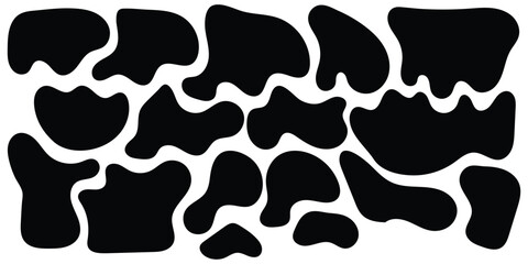 Black isolated modern vector icon set on white background. Smooth vector bubble icon set on white page. Abstract bubble smooth vector set.  Organic different element icon set. EPS 10. 