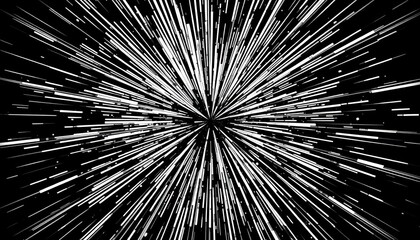 Obraz premium Dynamic black and white halftone burst radiating outwards from center, power, style