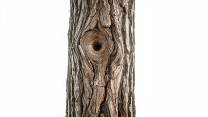 Close-up of an olive tree trunk on a stark white background