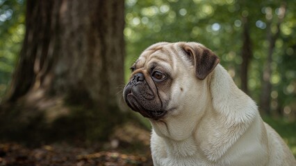 Obraz premium White pug captured in a side-facing pose