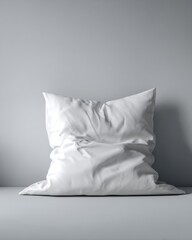 Blank White Pillow on Light Gray Background Mockup